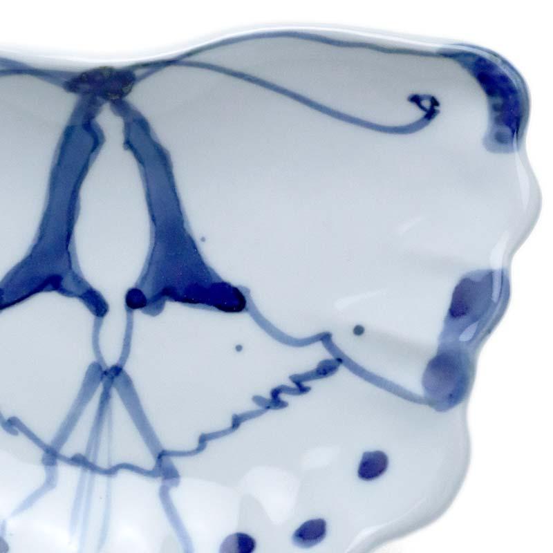 九谷焼：染付蝶形向付・正木春蔵《向付・小皿・扁形皿・15.3cm》 : 和