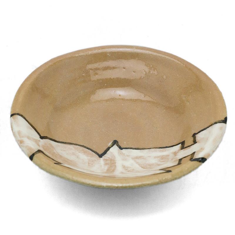 織部焼：雅造鳴海織部○△□絵皿・福森雅武（土楽窯）《小皿・15.0cm