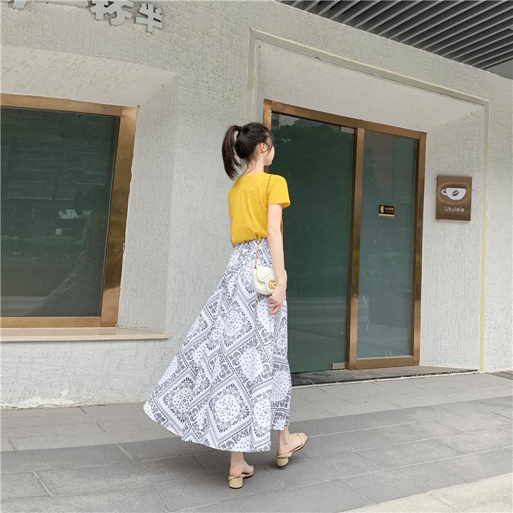 ペイズリー柄プリントスカート2colors パネル柄 ロングスカート マキシ