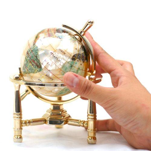 東京銀座PICALS 天然石地球儀 8cm真珠貝地球儀 3脚タイプ : ピカルス