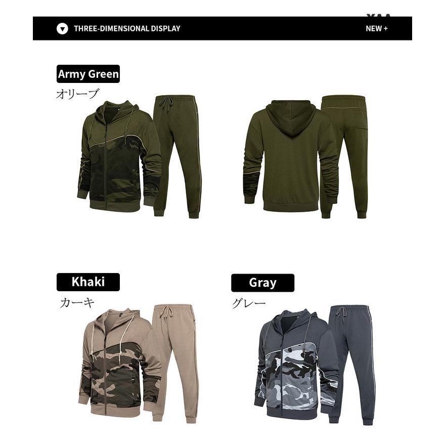 スウェット上下セット メンズ ジップパーカー+ジョガーパンツ スポーツ