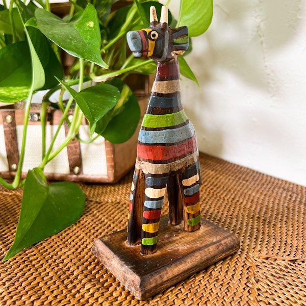 置き物 オブジェ 木製 アニマル ♪アニマルオブジェ（レインボーキリン