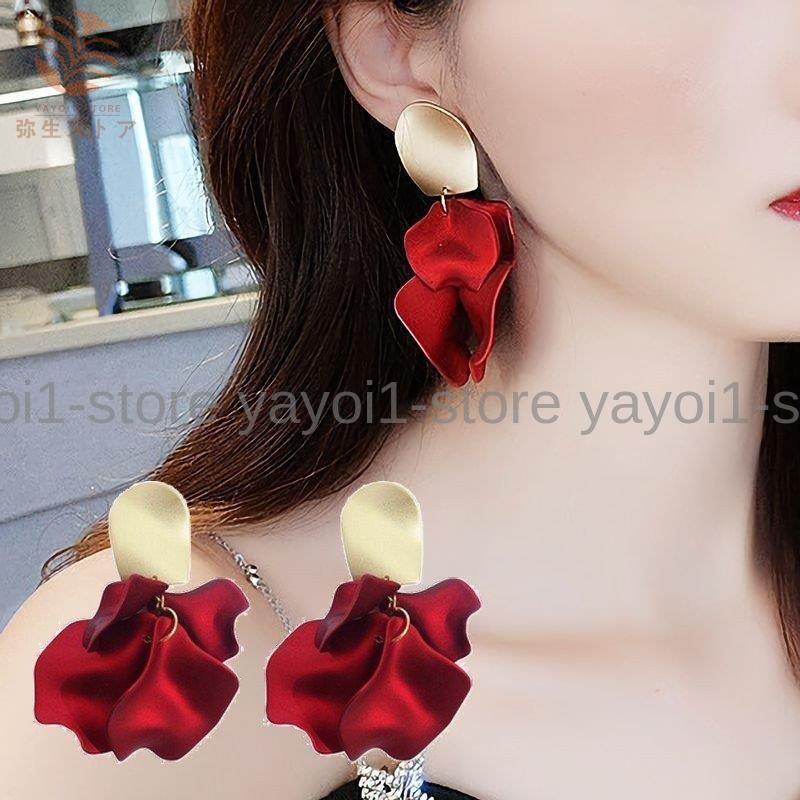 ピアス レディース アクセサリー ジュエリー 赤い薔薇 バラ 深紅