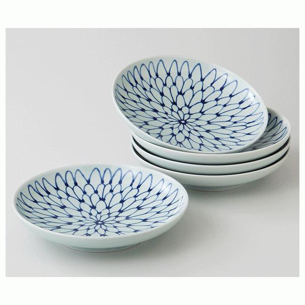 ゆり皿揃 (大) 5枚入 大輪菊 西日本陶器 KG18-01 / 日本製 花柄 和食器