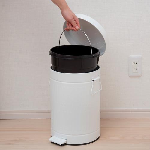 12L]ヤマダオリジナル 中バケツが取り出せるペダル式ゴミ箱 スチール