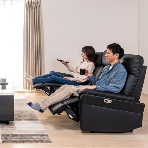 ヤマダオリジナル 電動リクライニングソファ「YES140013 BK3P」幅193cm