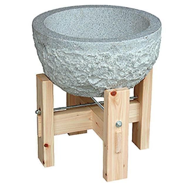 餅つきセット 3升用 蒸し器セット ガス用 石臼木製台セット + 蒸し器