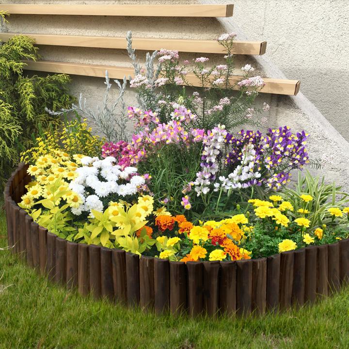 タカショー 特典付 花壇フェンス ガーデンエッジ ブラウン（大）5枚