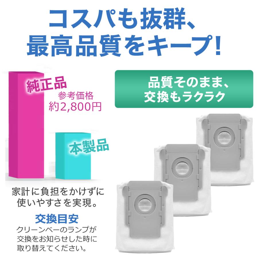 ルンバ クリーンベース用 紙パック 互換品 3個セット i3+ / i7+ j7+