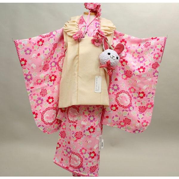 七五三 3才 3歳 三才 三歳 女児 女の子 被布 着物フルセット ピンク