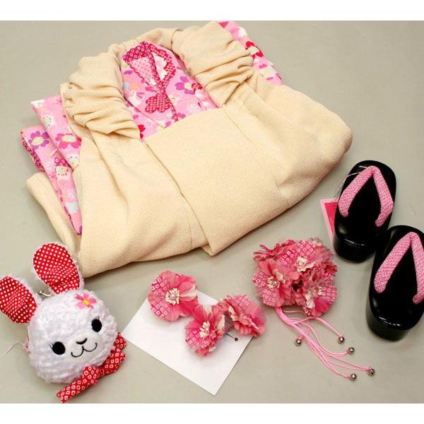 七五三 3才 3歳 三才 三歳 女児 女の子 被布 着物フルセット ピンク