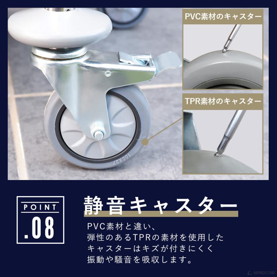 キッチンワゴン 3段 棚板780×440 キャスター付き フラットタイプ 作業