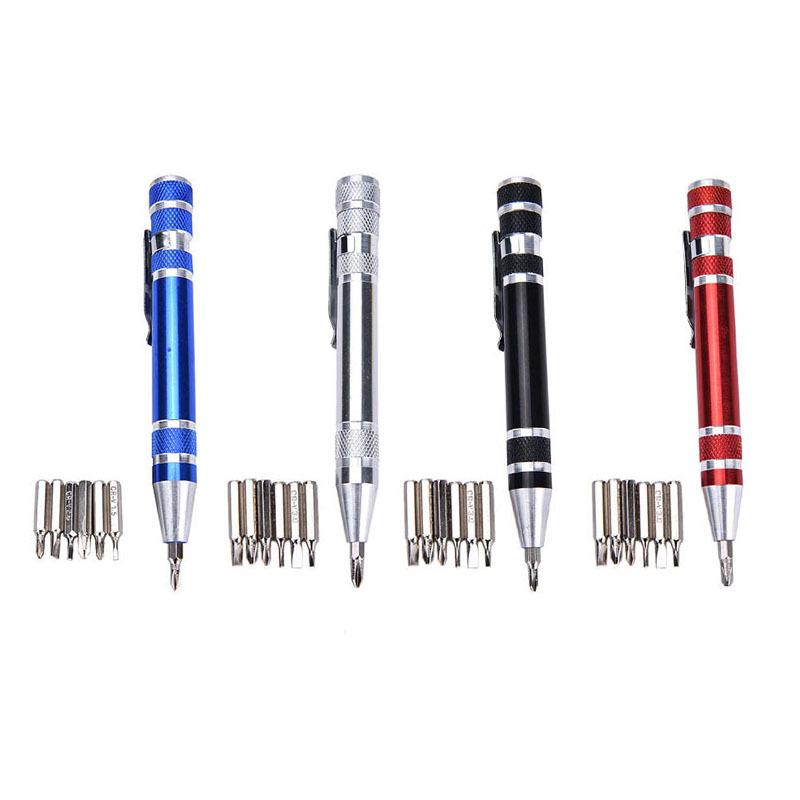 送料無料 8in1ペン型ドライバー ミニドライバーセット 差替式 アルミ製