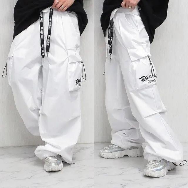 Dealivez Black Letter カーゴパンツ ALL刺繍 Backロゴ Wide ワイド