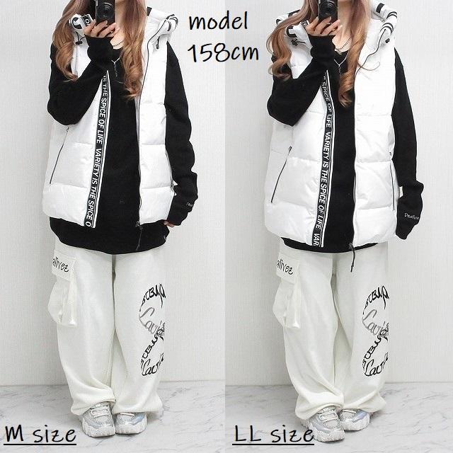 ダウンベスト フードロゴ インサイドロゴ 撥水・防風 中綿 フェイク