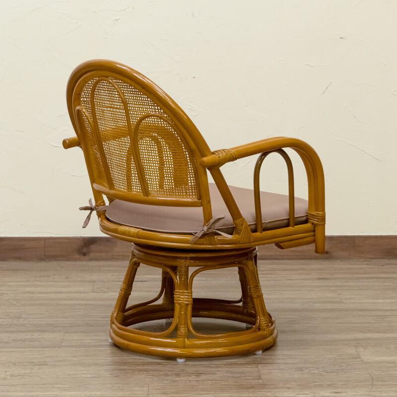 籐ラタン回転椅子ミドルタイプ座面高さ33cm/ハニー(ハチミツ色)/im14