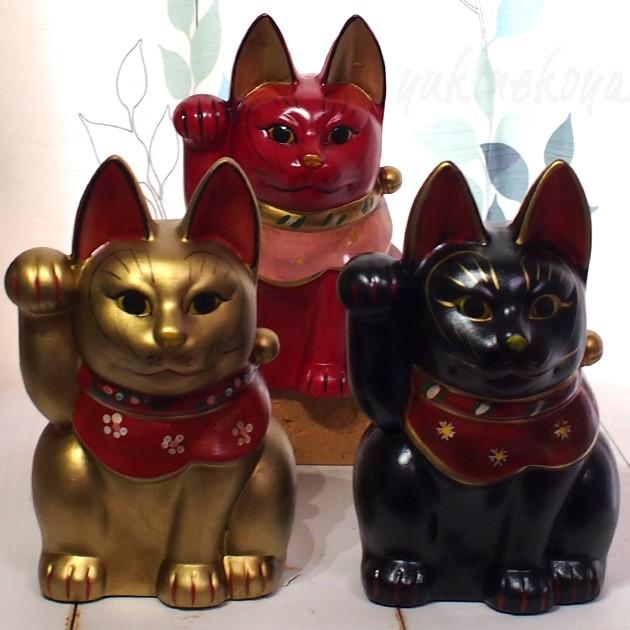 古色三河 招き猫 大正ロマンの復刻版 レトロ招き猫 赤猫 大 日本製