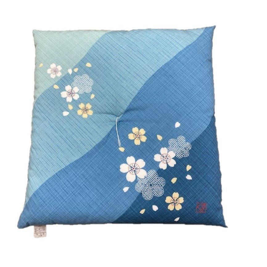 座布団 55×59cm 銘仙判 日本製 ざぶとん 銘仙判座布団 ブルー さくら