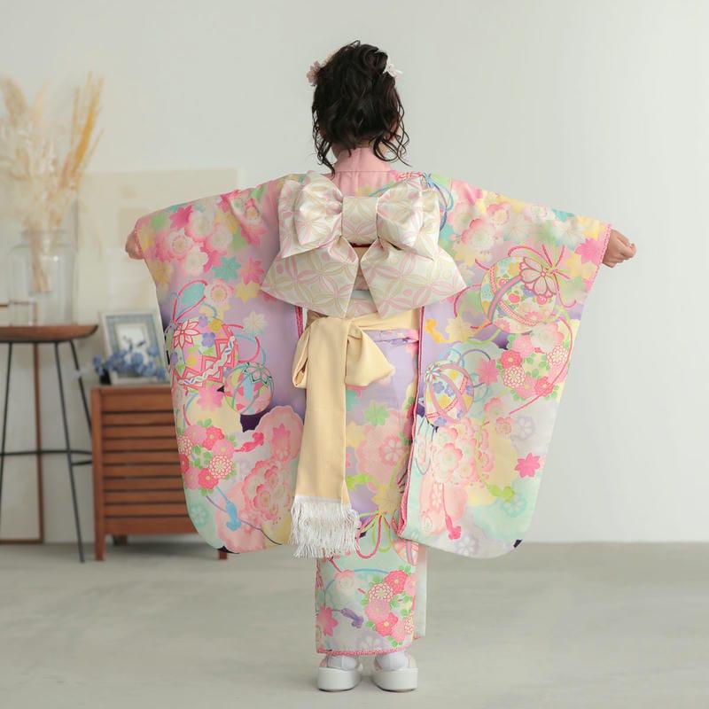 七五三 7歳着物 レンタル フルセット 乙葉 ブランド着物 紫 薬玉に桜楓