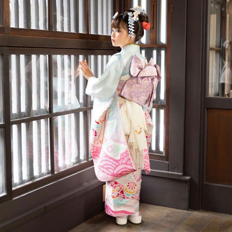 夢工房 7歳 女の子 着物 七五三 四つ身 手毬 クリーム 夢工房 7歳