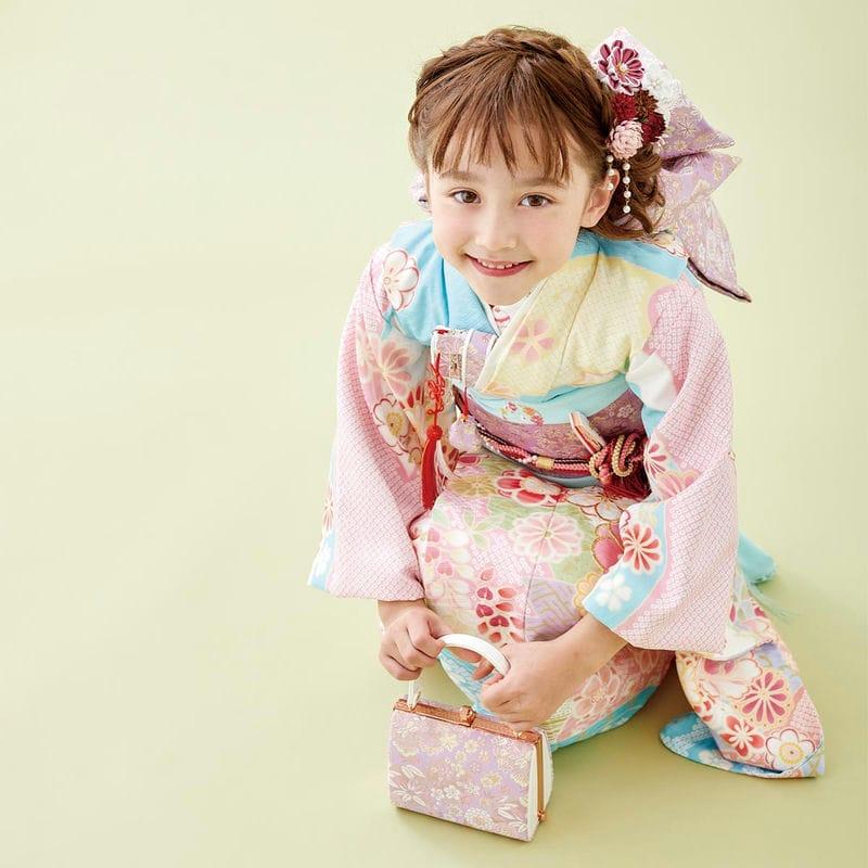七五三 7歳着物 レンタル フルセット 式部浪漫 ブランド着物 水色