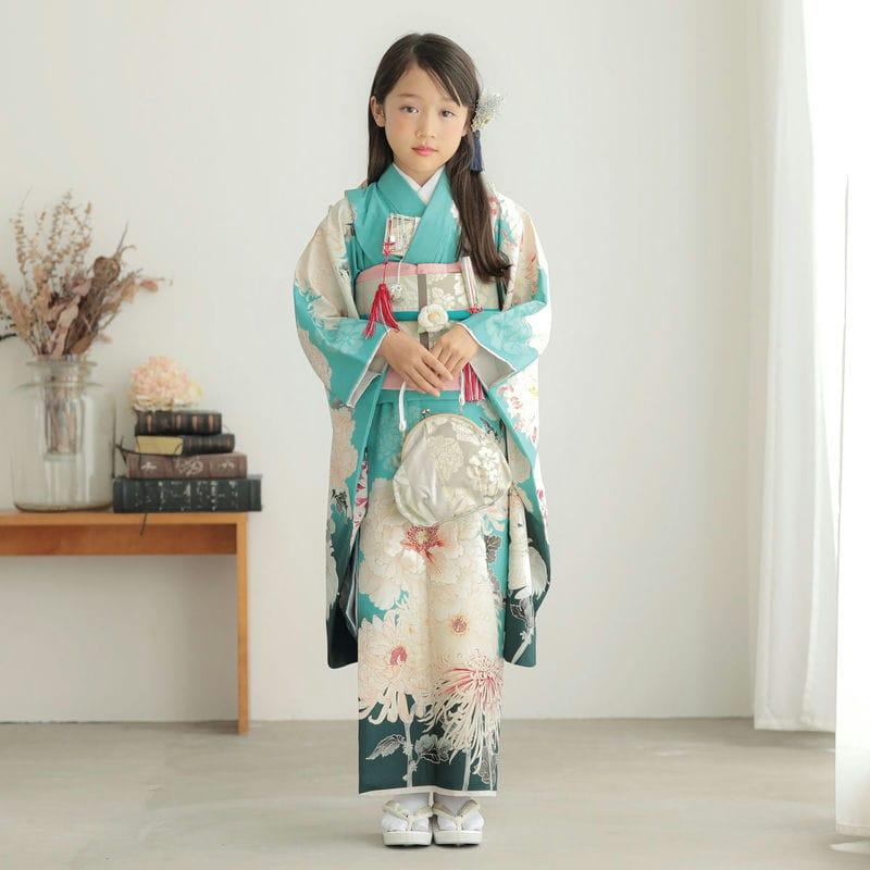 七五三 7歳着物 レンタル フルセット 芸艸堂 ブランド着物 ターコイズ