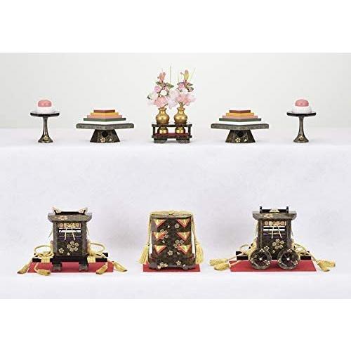 部品 雛人形 道具 3段用 木製 六品揃道具 唐草桜文様 鉾型 雛道具