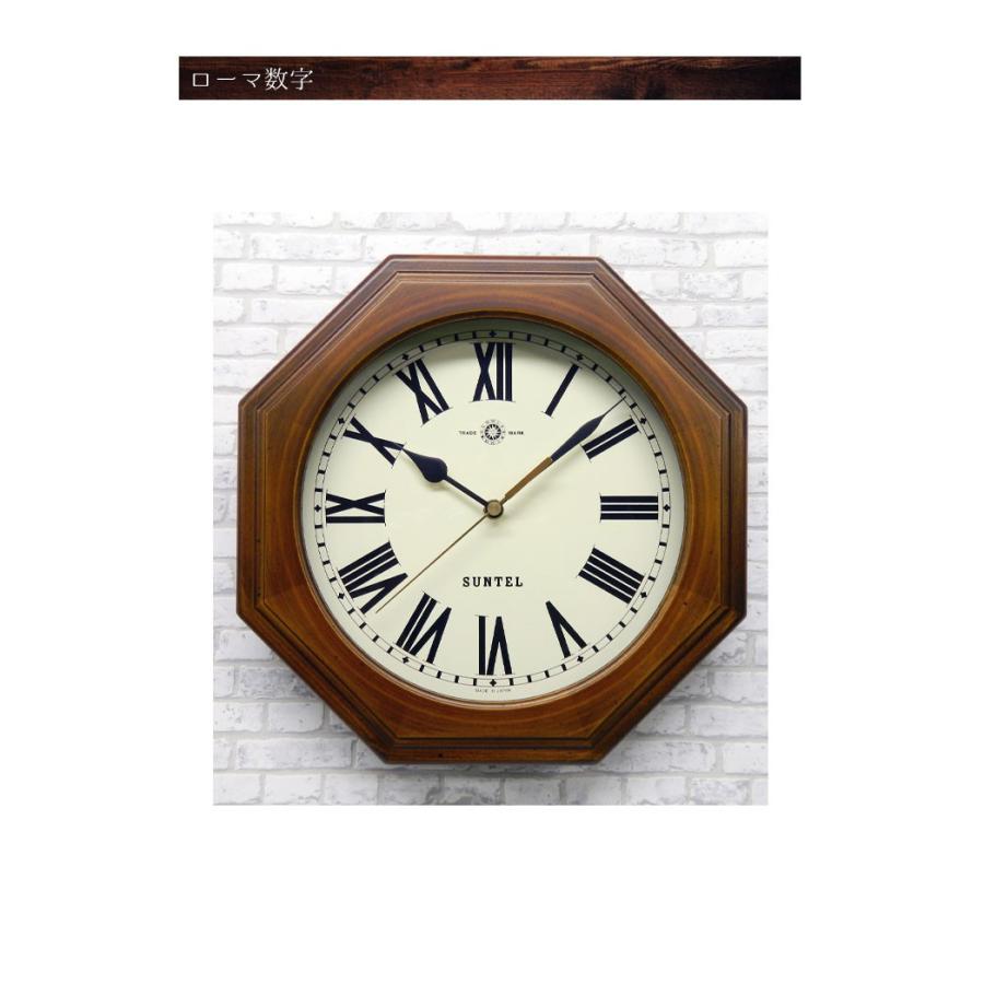 電波掛け時計 8角アンティーク 掛け時計 八角形 日本製 掛時計 電波