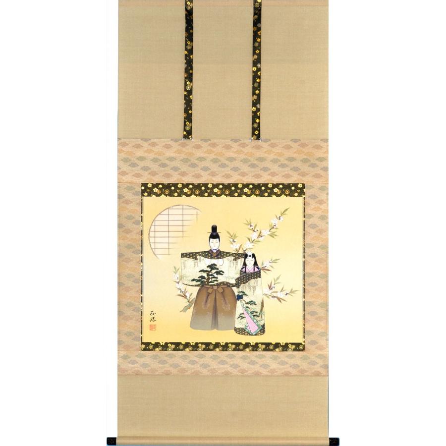 お雛様掛軸 (掛け軸) 藤吉正勝 立雛 円窓(本金箔押) (尺八横)約横72×縦
