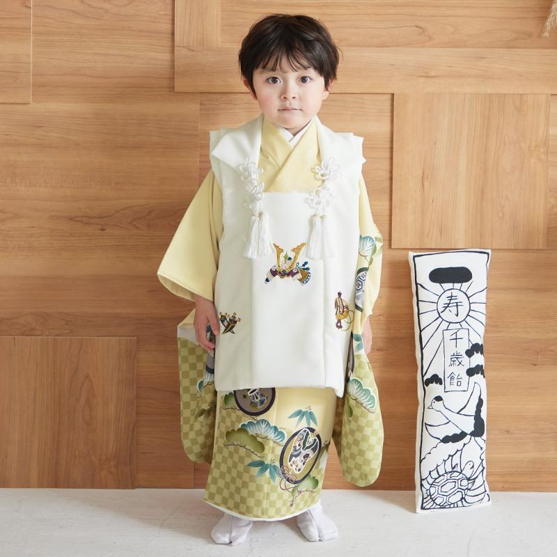 七五三 着物レンタル 3歳 753 男の子 フルセット 被布 白兜×クリーム