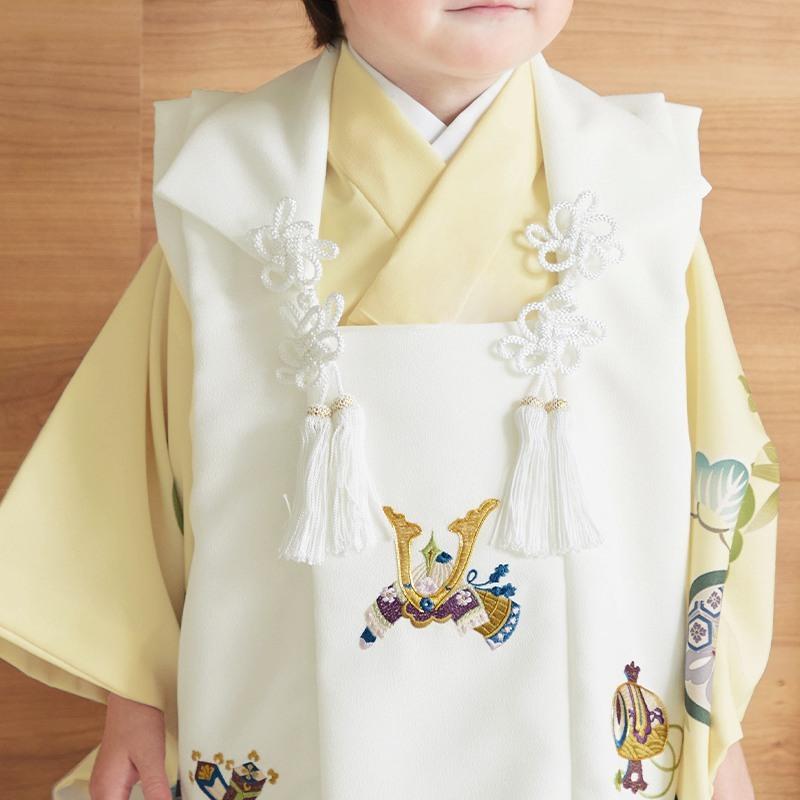 七五三 着物レンタル 3歳 753 男の子 フルセット 被布 白兜×クリーム