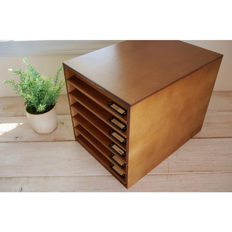 書類ケース レトロ 6段 ダークブラウン 木製 No.12 国産 書類棚