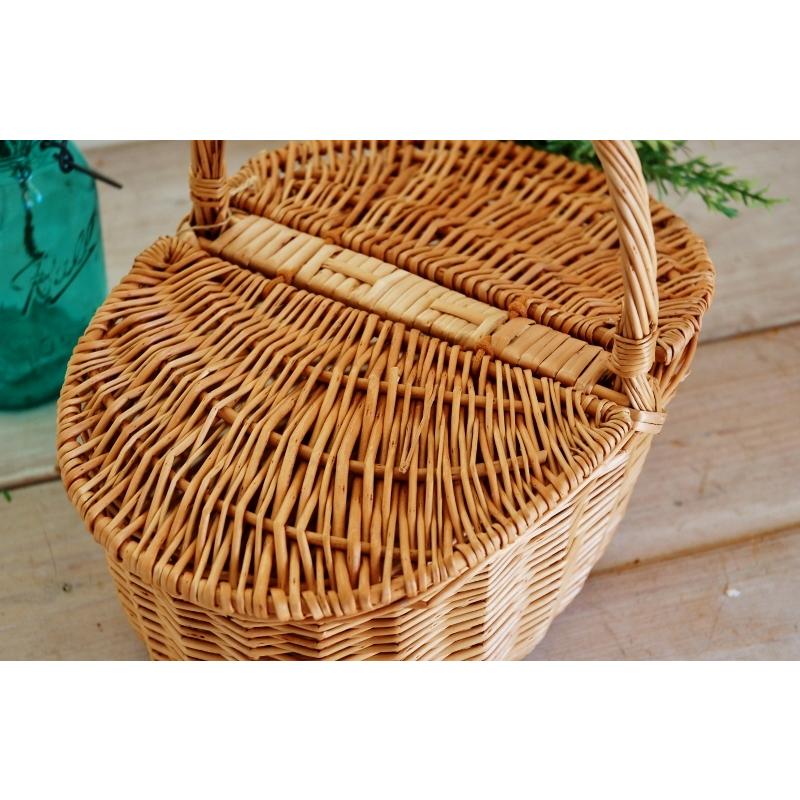 ピクニックバスケット L 大きい レトロ 可愛い ふた付き ナチュラル