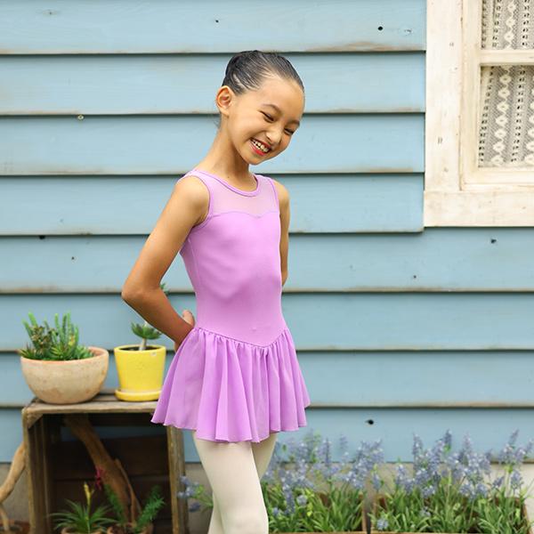 バレエ レオタード スカート付き 子供 ナイロン タンクトップ かわいい