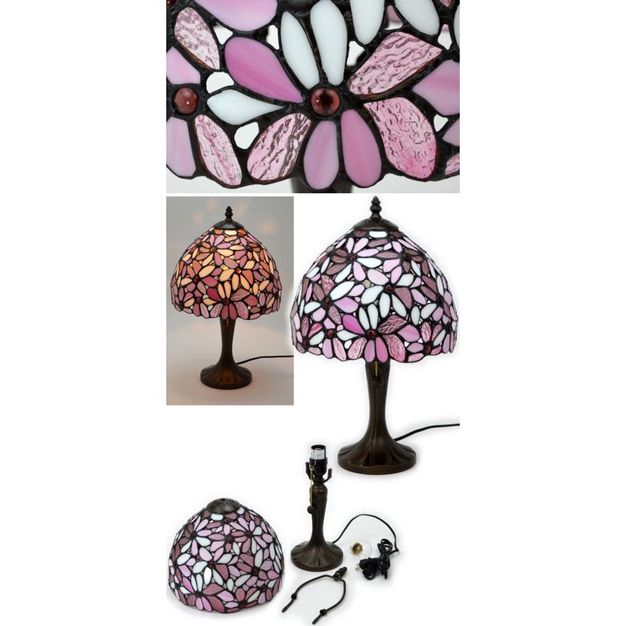 ステンドグラスランプ ハナハナ ピンク 間接照明 テーブルランプ