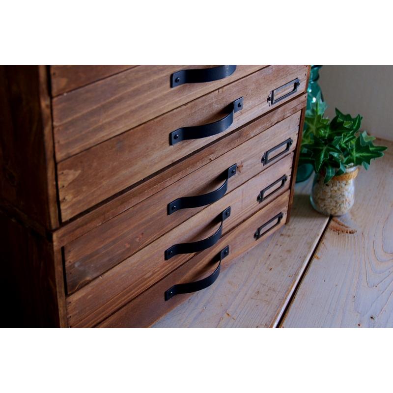 書類ケース レトロ ダークブラウン 3ドロワー 3段キャビネット