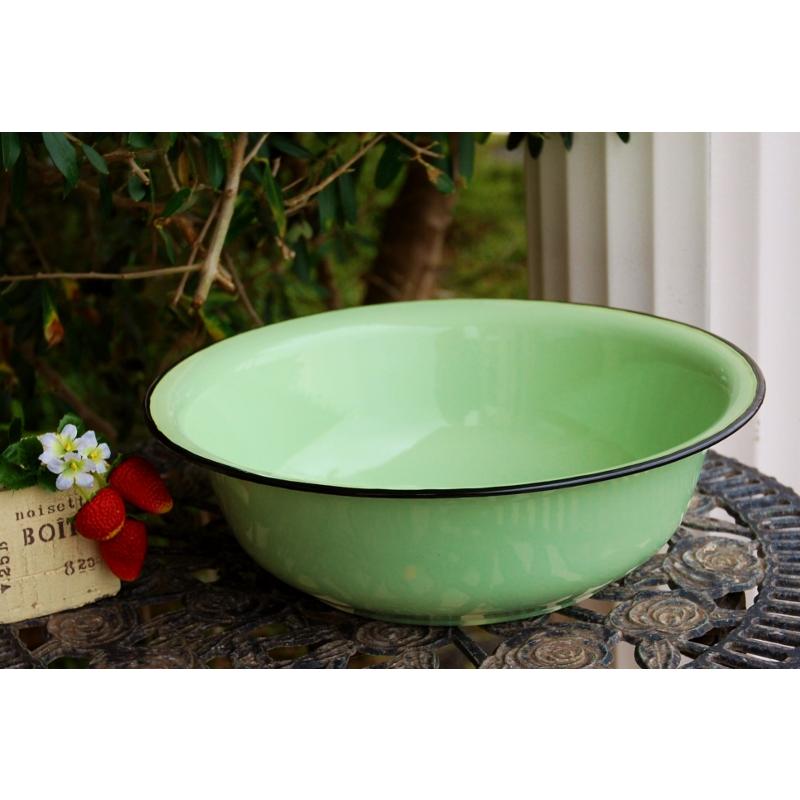 洗面器 ホーロー製 洗面ボウル 琺瑯 きれいな色 エナメル グリーン