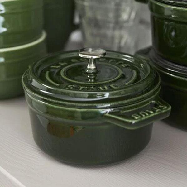 ピコ・ココット ストウブ 鍋 10cm バジルグリーン ラウンド｜STAUB