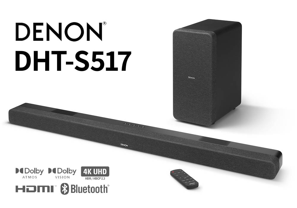 DENON ワイヤレスサブウーハー付きDolby Atmos サウンドバー DHT-S517