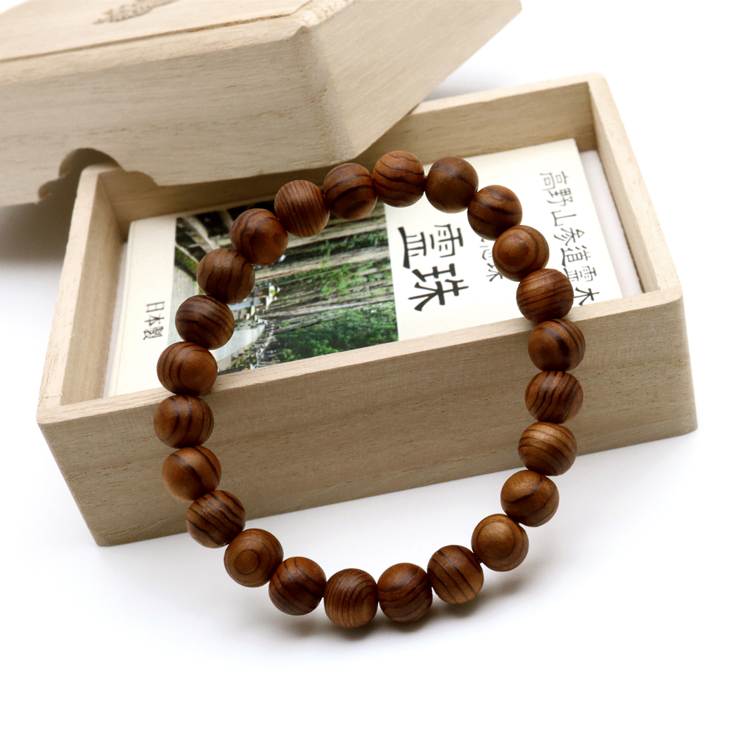GOLD STONE 高野山参道霊珠 杉 ブレスレット 9mm 木箱付き 世界遺産