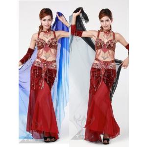 新着 ベリーダンス 衣装 ブラ ベルト スカート チョーカー アーム 6点