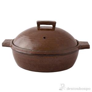 長谷園 旧商品 土鍋 大道正男 輪花つまみ浅型鍋 小 黒 ON-10 5号