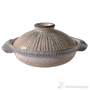 長谷園 旧商品 土鍋 大道正男 輪花つまみ浅型鍋 小 黒 ON-10 5号