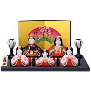 雛人形 コンパクト 陶器 小さい 可愛い ひな人形/ 錦彩うさぎ平飾り雛