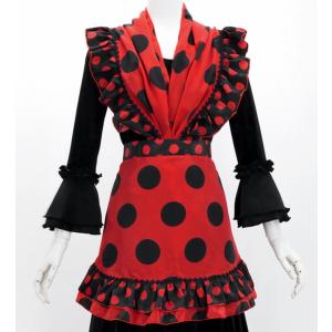 フラメンコ ピキージョ・エプロンセット ローズ×水玉 ブラック×レッド