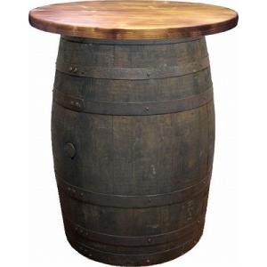 ウイスキー樽テーブル シンプルタイプ（天板800φ）（黒タガ）（代引き