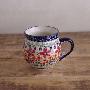 ポーリッシュポタリー ポーランド 食器 マグカップ 赤 ピンク 花柄