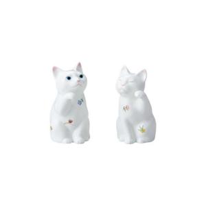 ノリタケ Noritake 置物 招き猫（小）ペアセット 白無地 P45523/AC3623