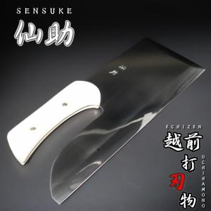仙助 麺切り包丁 蕎麦包丁 ダマスカス 鏡面仕上げ 安来鋼青紙二号