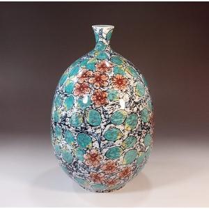 有田焼 染付蛸唐草鶴首花瓶｜陶芸作家 藤井錦彩 作 : 有田焼 藤井錦彩